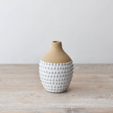 Soft white and brown bobbled vase
