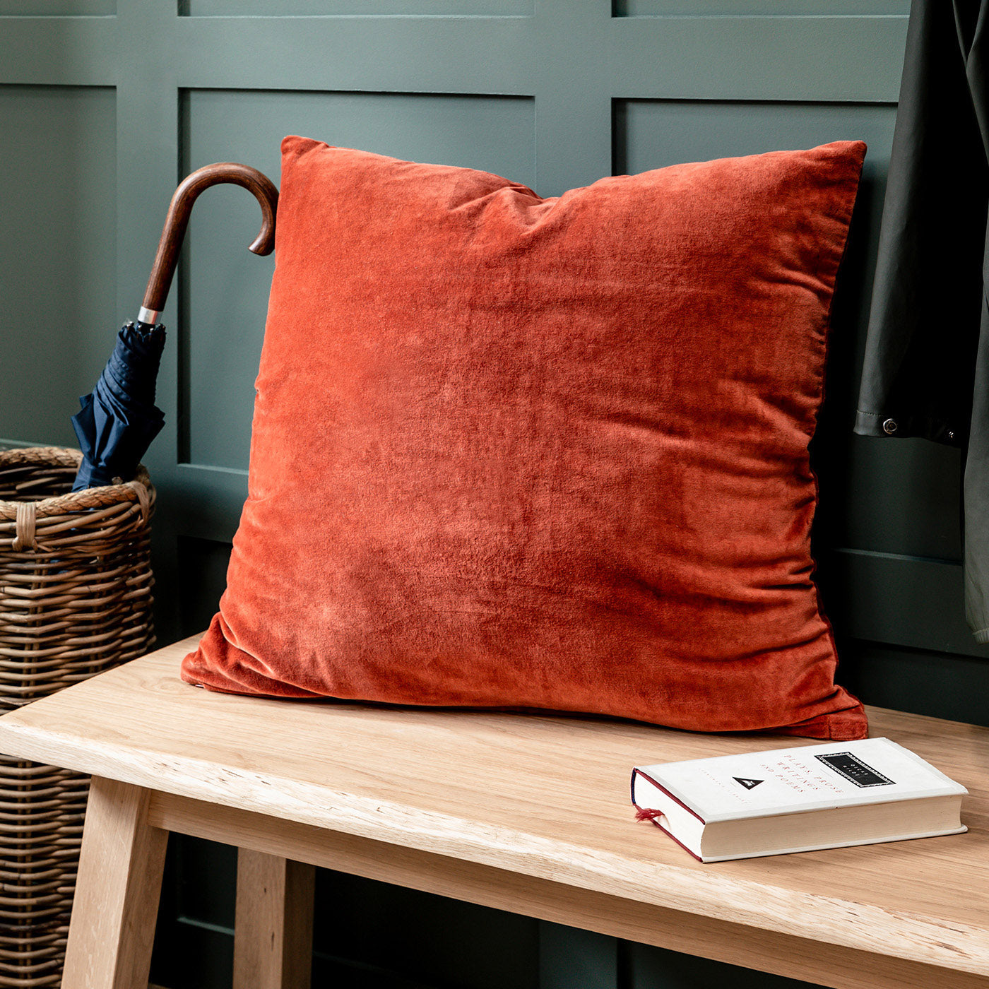 Rust velvet cushion