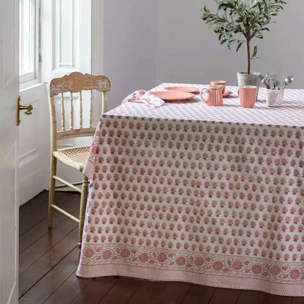 Block print peony tablecoth