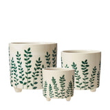 Green and White Leaf design plant pot