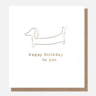 Wire Sausage Dog Birthday Card