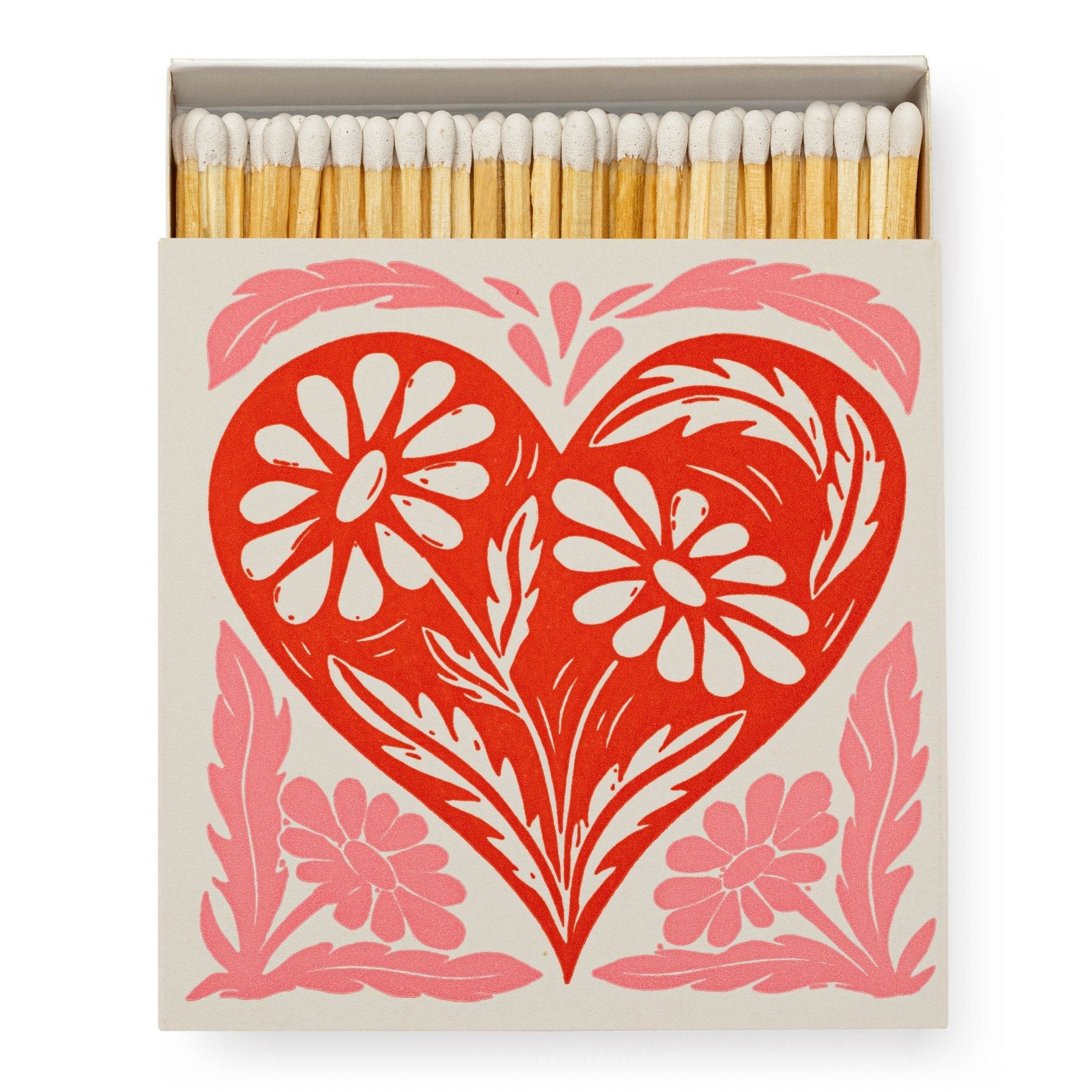 Red Flowery Heart Match Box