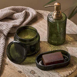 Ilcoso Recycled Hammered Glass Soap Dish - Green