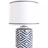 Ikat Lamp Blue with White Shade
