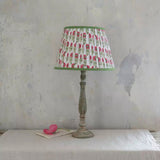 Pleated Lampshade Natural with Green Trim 30cm | Block Print Shade
