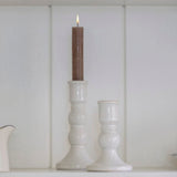 White Crackle Ceramic Candle Holder Small | White Candlestick