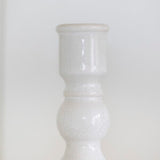 White Crackle Ceramic Candle Holder Small | White Candlestick