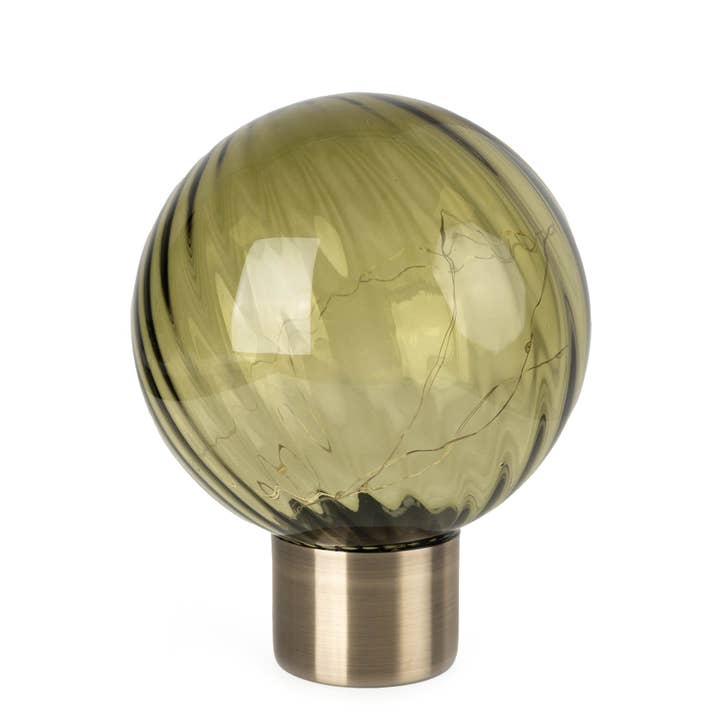 24cm green glass ball lamp with LED lights