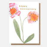 Pink Watercolour Flowers Anniversary Card