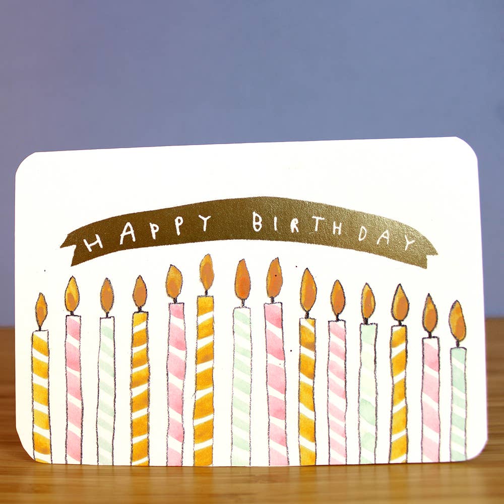 Gold birthday candles greetings card