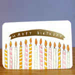 Gold birthday candles greetings card