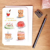 Happiest of birthdays cakes greetings card