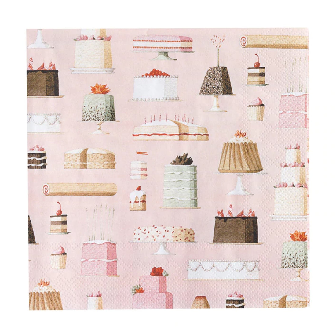 Pink napkins with cakes