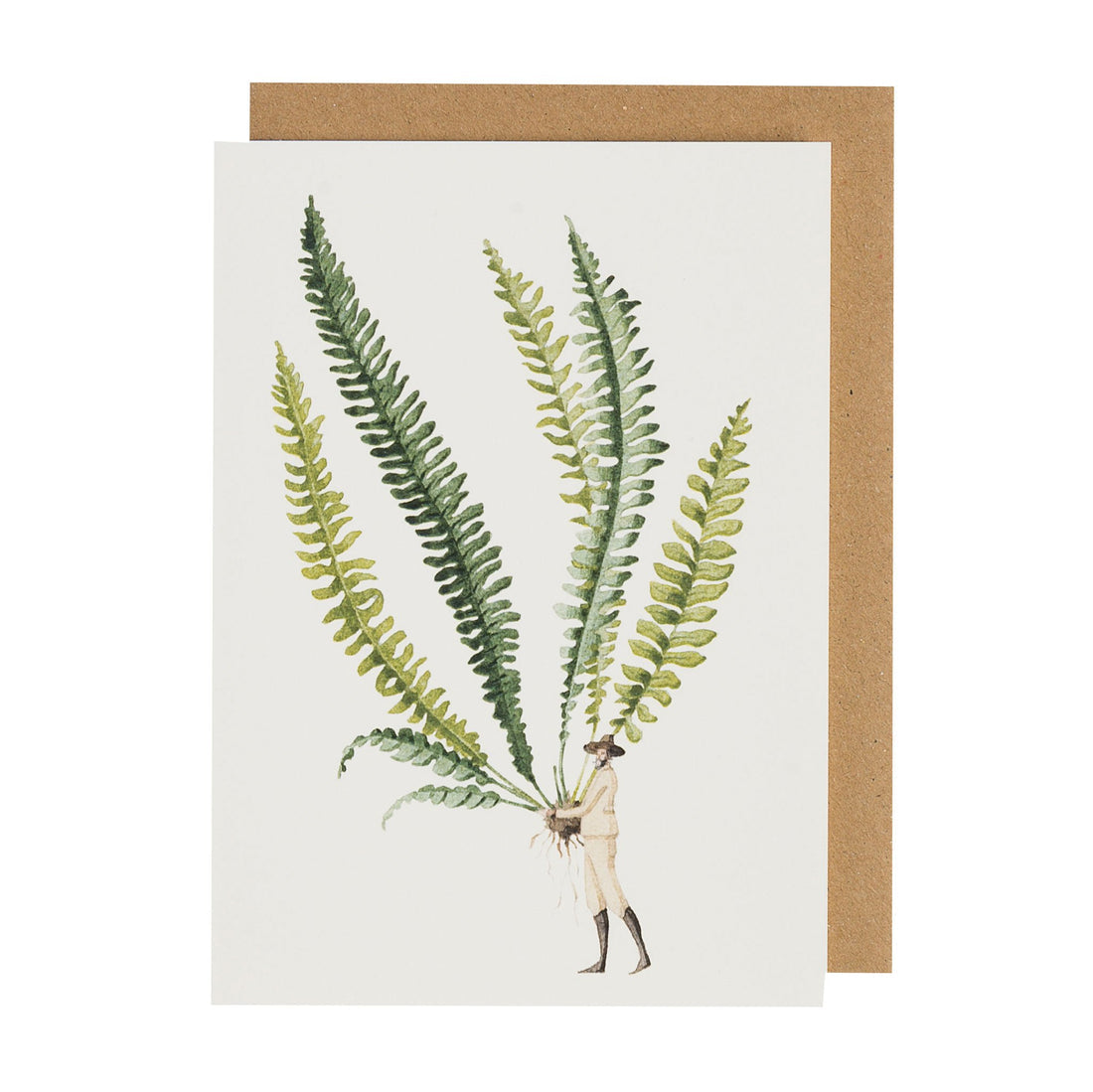 Green fern blank greetings card