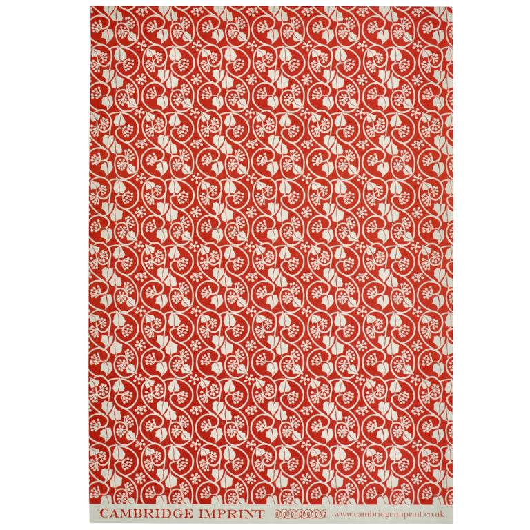Red small ivy patterned gift wrap