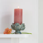 Artichoke leaf ceramic candle holder