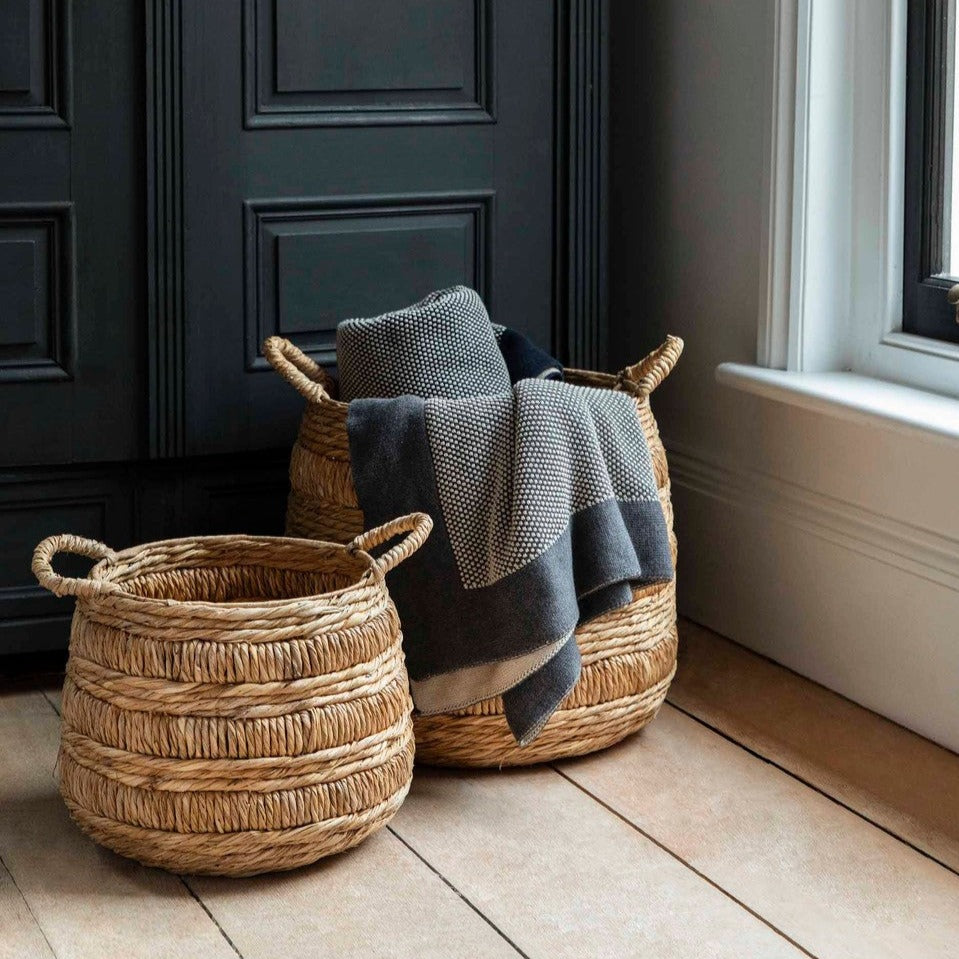 Round woven baskets