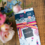 Banstead Village Life Tea Towel | Illustrated Banstead High Street Tea Towel by Lisa Tolley