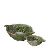 Green ceramic leaf-shaped bowls 