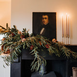 Christmas Fireplace Design Kit with Foliage, LED Lights & Candles