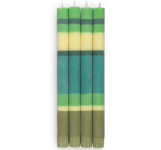 British Colour Standard- Striped Grass, Beryl, Olive & Jasmine Eco Dinner Candles, Pack Of 4