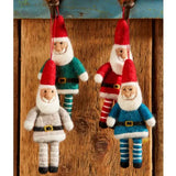 Hanging Santa decorations with stripey legs