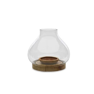 Naryla Lantern - Mango Wood & Glass