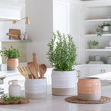 White Ceramic Ripple Plant Pot | Puro Lipped Gloss Planter