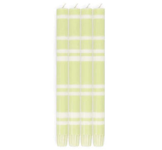British Colour Standard 2 Striped Eau De Nil & Pearl Eco Dinner Candles, Pack Of 4