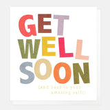 Colourful Text Get Well Soon Card