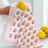 Pair of Peony Pink Hand Block Print Napkins