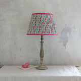 Pleated Teal Lampshade with Raspberry Trim – 30cm