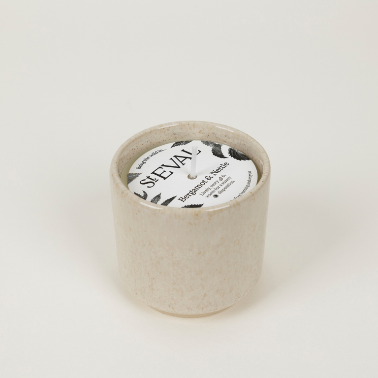 Bergamot & Nettle scented candle in ceramic pot