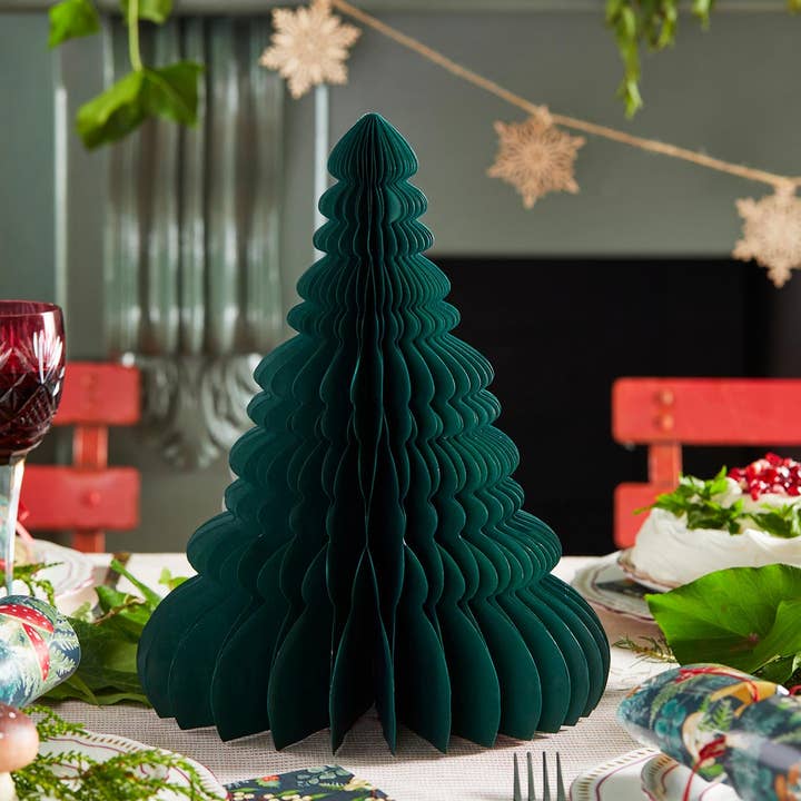 Paper concertina folding midnight green Christmas tree