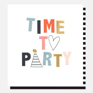 Heart & Hat Time To Party Birthday Card