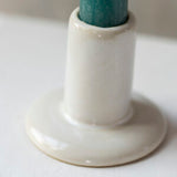 Polzeath Mizzle Ceramic Candle Holder | White Candlestick Holder