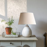 Stoneware Table Lamp with Cream Shade