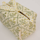 Paper Mirchi Small Organic Cotton Toiletry Bag – Floral Lattice Buttercream