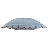 Lil Scallop Velvet Cushion Blue & Brown | Luxury Scalloped Velvet Cushion
