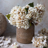 Abigail Ahern Faux Hydrangea Morning Mist artificial flower stem featuring realistic hand-painted petals in soft neutral tones for luxury home styling.