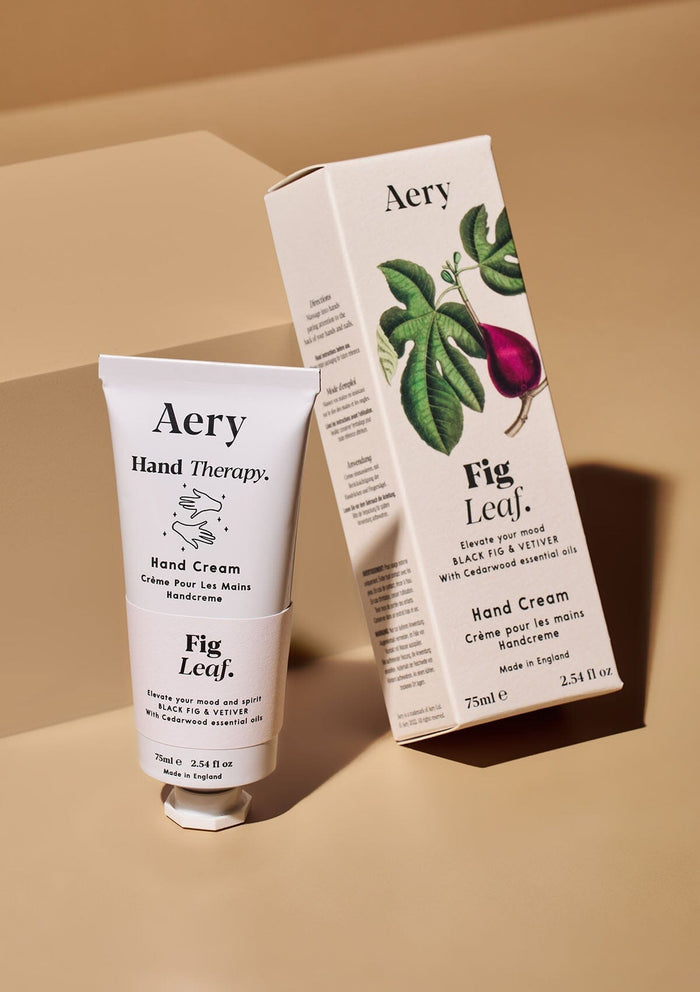Aery Fig Leaf Hand Cream 75ml, a nourishing vegan hand cream with a sophisticated fragrance of fig, citrus, violet leaf and cedarwood.