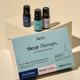 Aery Sleep Well Essential Oil Trio gift set featuring Before Sleep, Dream Catcher and Sleep Happy essential oil blends for relaxation and bedtime aromatherapy.