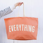 Carry it all with the Alphabet Everything Really Big Bag. An oversized UK-made coral canvas tote for shopping, travel, beach days, weekends away and everyday adventures.
