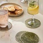 Alvescot Set of 4 Moss Green Coasters crafted from enamelled metal.