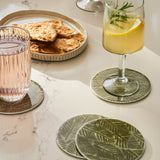 Alvescot Set of 4 Moss Green Coasters crafted from enamelled metal.