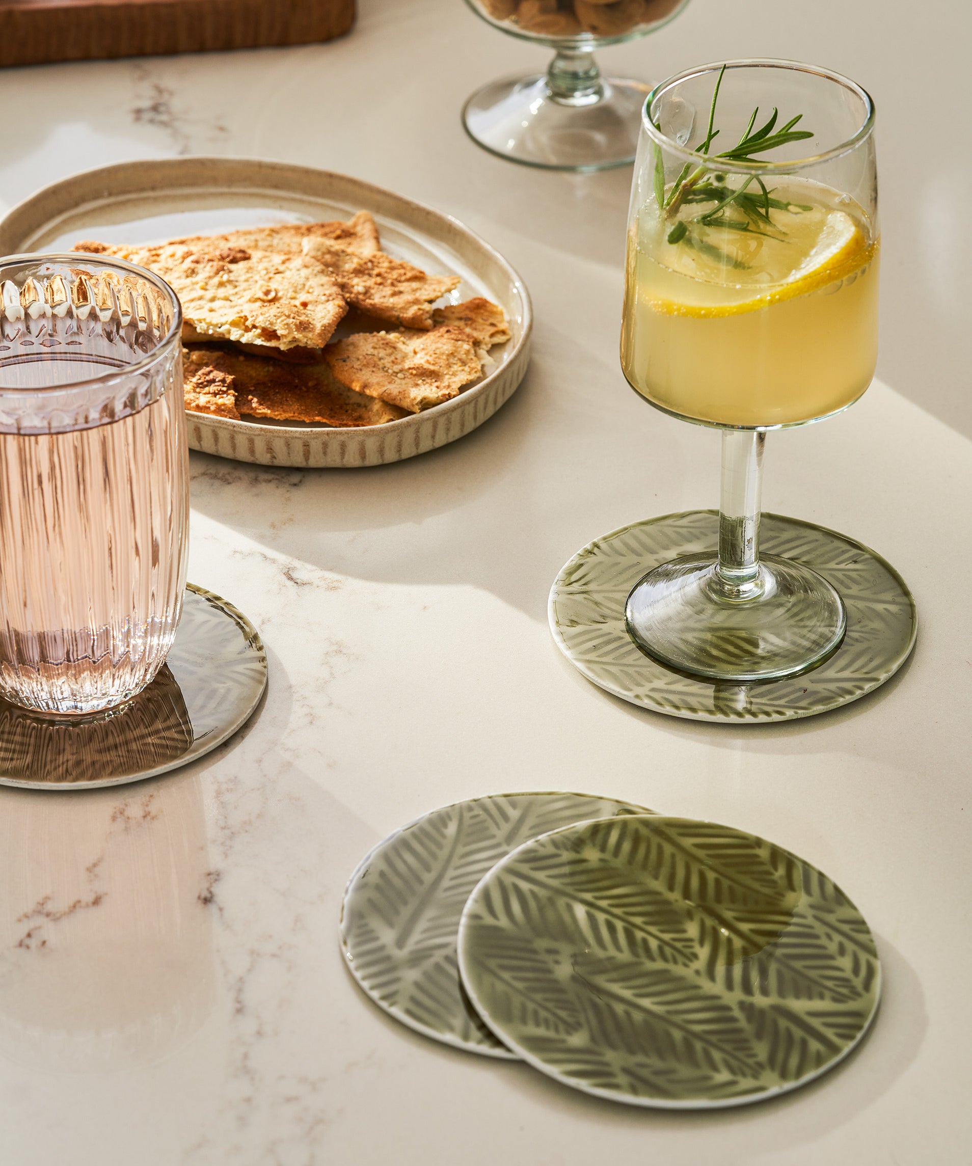 Alvescot Set of 4 Moss Green Coasters crafted from enamelled metal.