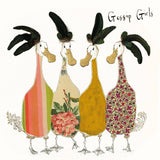 Anna Wright Gossip Girls greeting card featuring four illustrated chatty ducks with handwritten lettering on premium FSC-certified card.