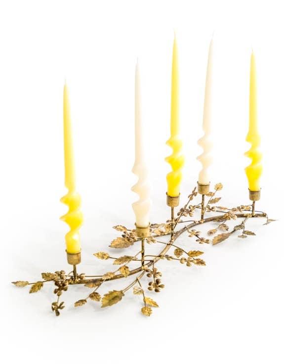 Antique gold sculptural branch candle holder, 53cm long