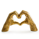 Antique gold Heart Hands decorative ornament featuring sculpted hands forming a heart shape for modern home décor.