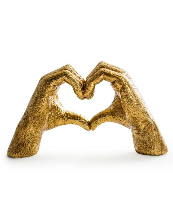 Antique gold Heart Hands decorative ornament featuring sculpted hands forming a heart shape for modern home décor.